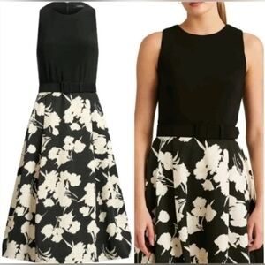 Ralph Lauren Romannea Dress Size 2 Floral Black And White Sleeveless